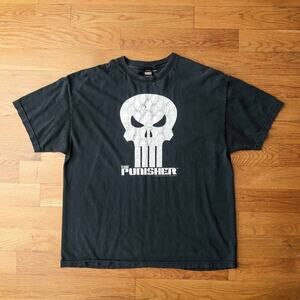 Vintage Y2K 2002 Marvel The Punisher T-Shirt‎ Mens Size 2XL Mad Engine Black Tee